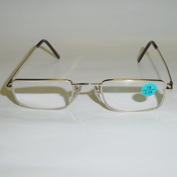 NWT Vintage 90's Small Rectangle Half Frame Reading Glasses +2.50 (S.Gold) - Picture 1 of 4
